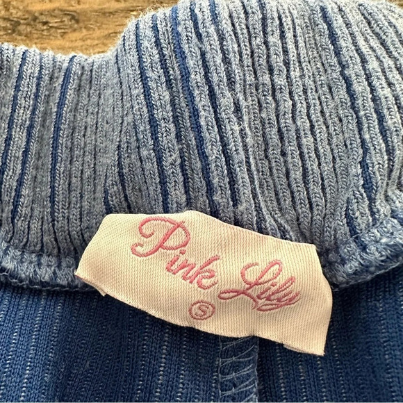 Pink Lily Size Small Why Not Blue Cord Lounge Shorts Ribbed Boutique Summer S - Picture 6 of 6